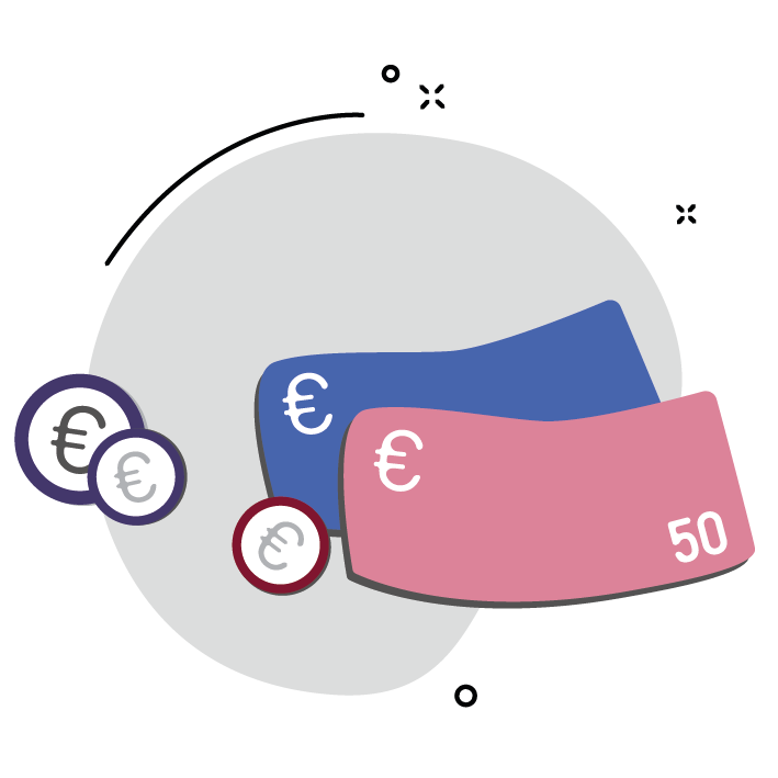 Illustration: Geldscheine und Münzen