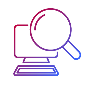 Icon: Computer mit Lupe